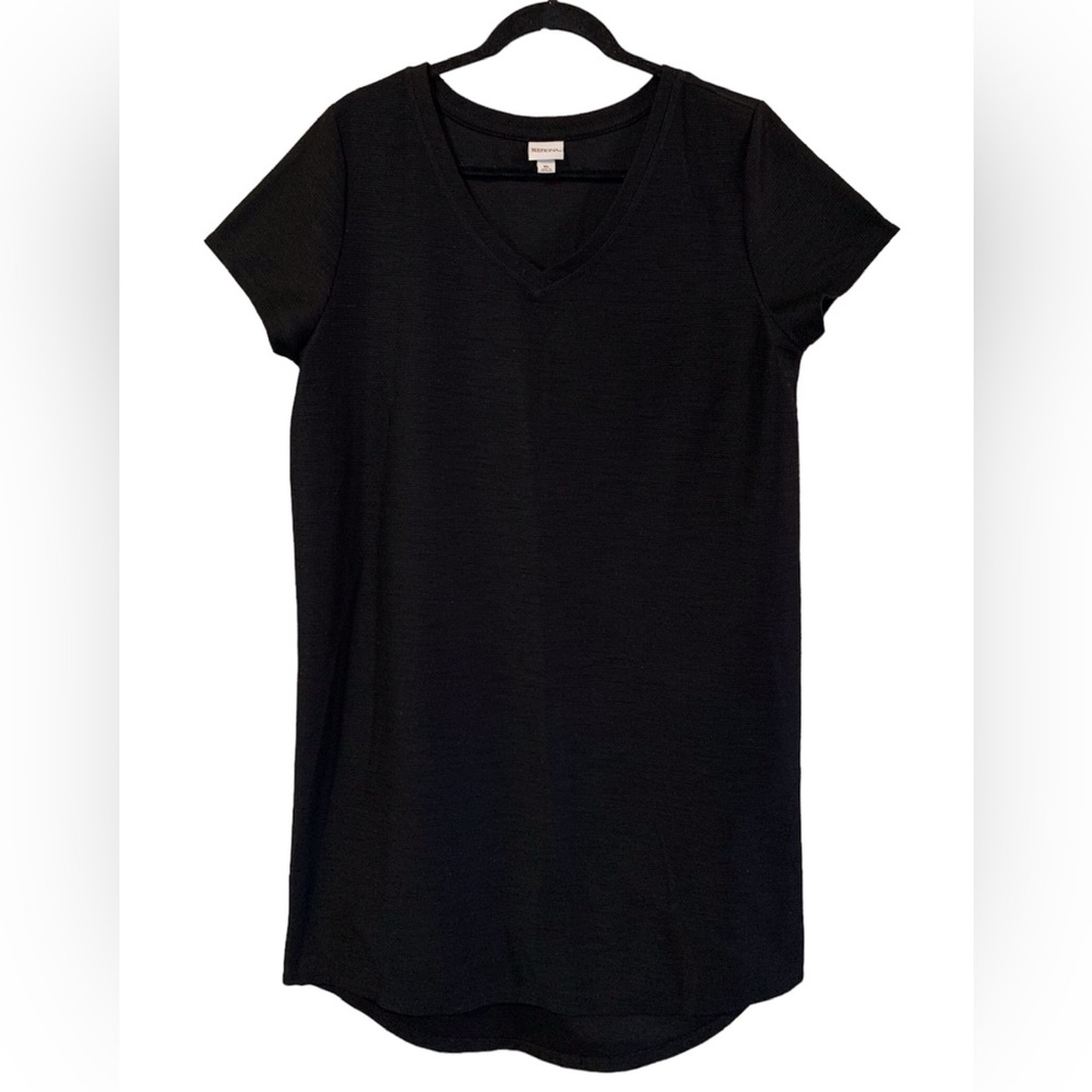 Merona Women's Size XL Solid Black V Neck  Short Sleeve Shirt Dress